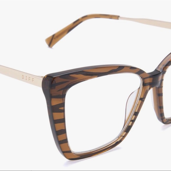 DIFF Becky IV Bluelight Glasses Tigers Eye Blue Light Blocking Clear Lens #111 - Picture 3 of 6